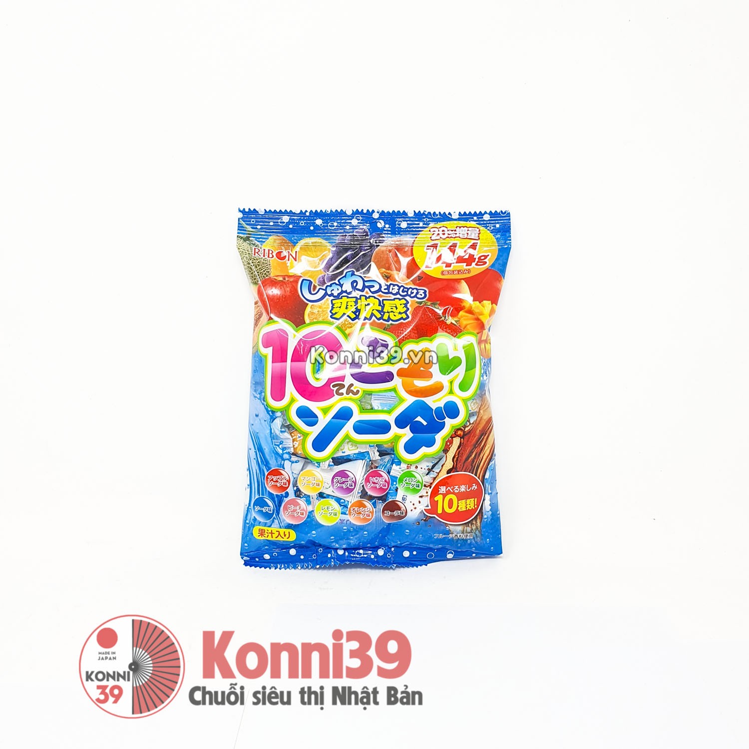 Kẹo Ribon Soda mix 10 loại quả 144g