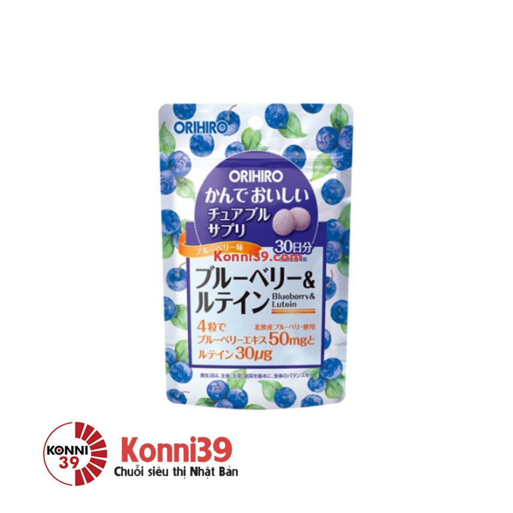 Viên nhai Orihiro bổ sung blueberry và lutein dạng túi 120 viên