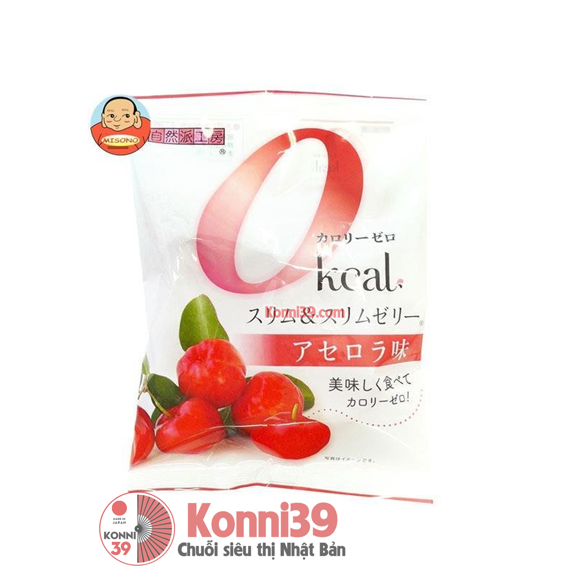 Thạch trái cây Slim &amp; Slim Jelly không chứa Calo gói 22g - vị Sơ Ri -  Chuỗi siêu thị Nhật Bản nội địa - Made in Japan Konni39 tại Việt Nam