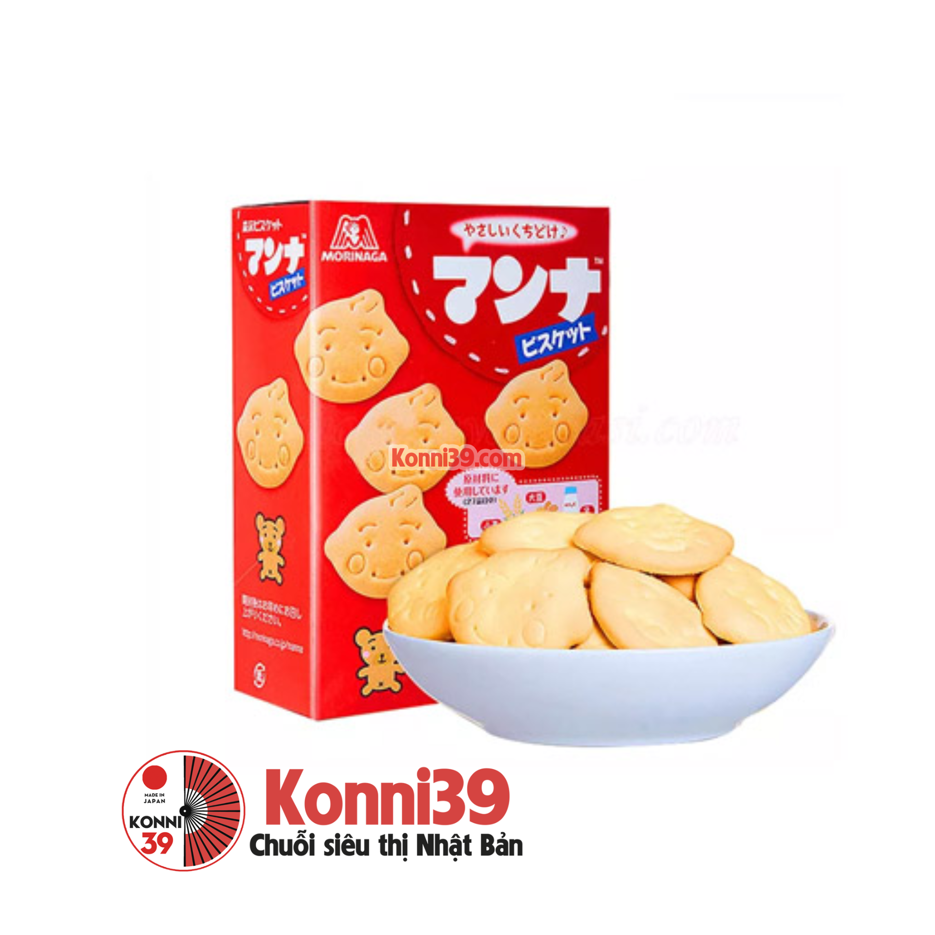 Bánh quy ăn dặm Morinaga Manna bổ sung canxi và sắt cho bé từ 9 tháng tuổi 43g x 2