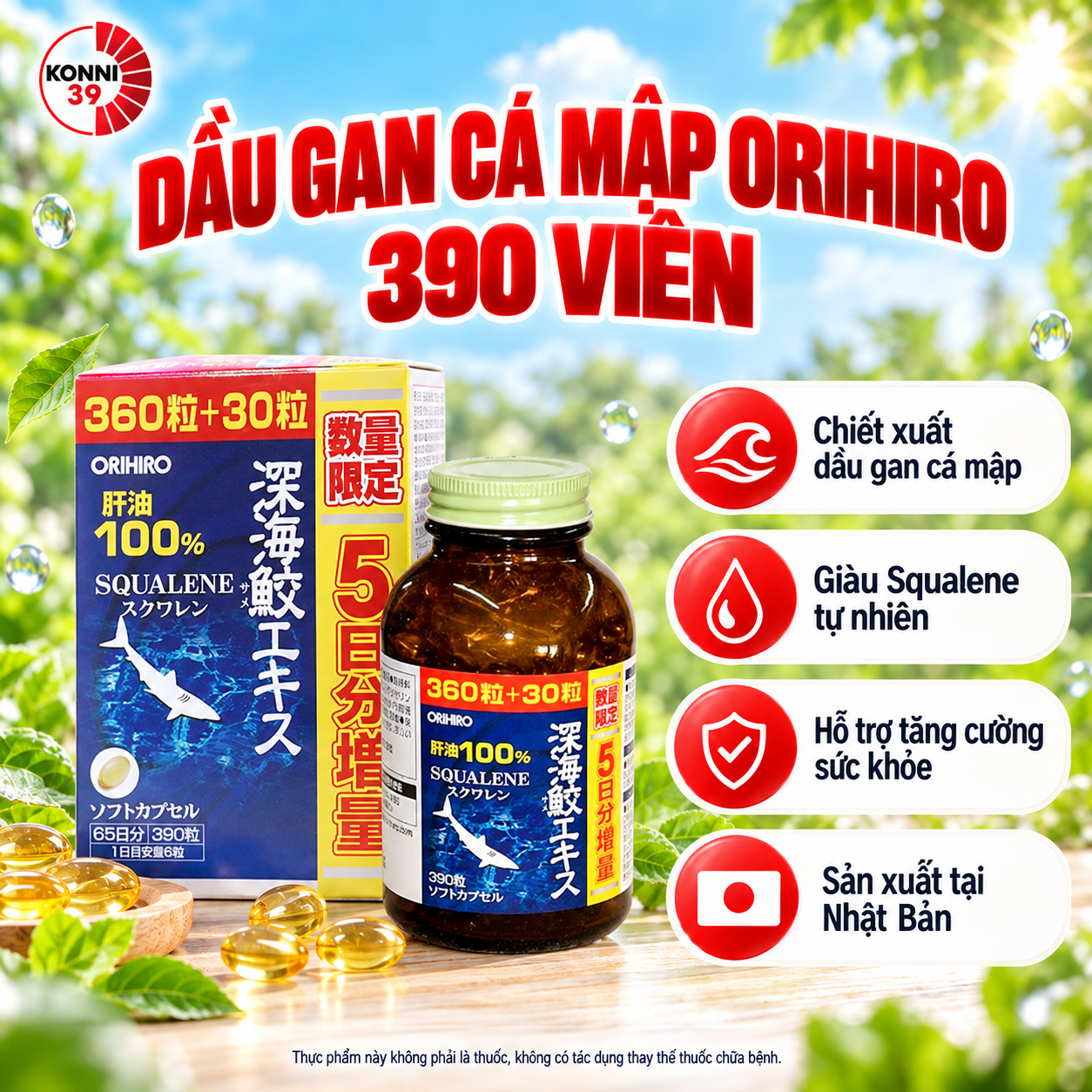 Viên uống sụn vi cá mập Orihio 390 viên