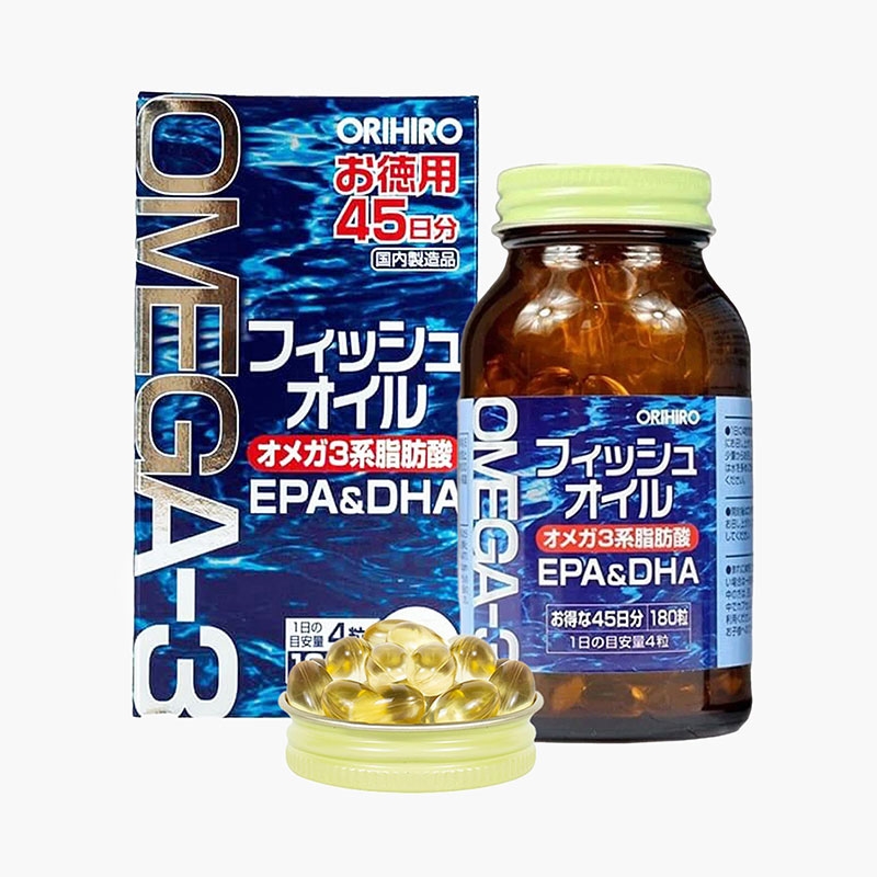 Viên uống Omega 3 Orihiro bổ sung DHA&EPA hộp 180 viên