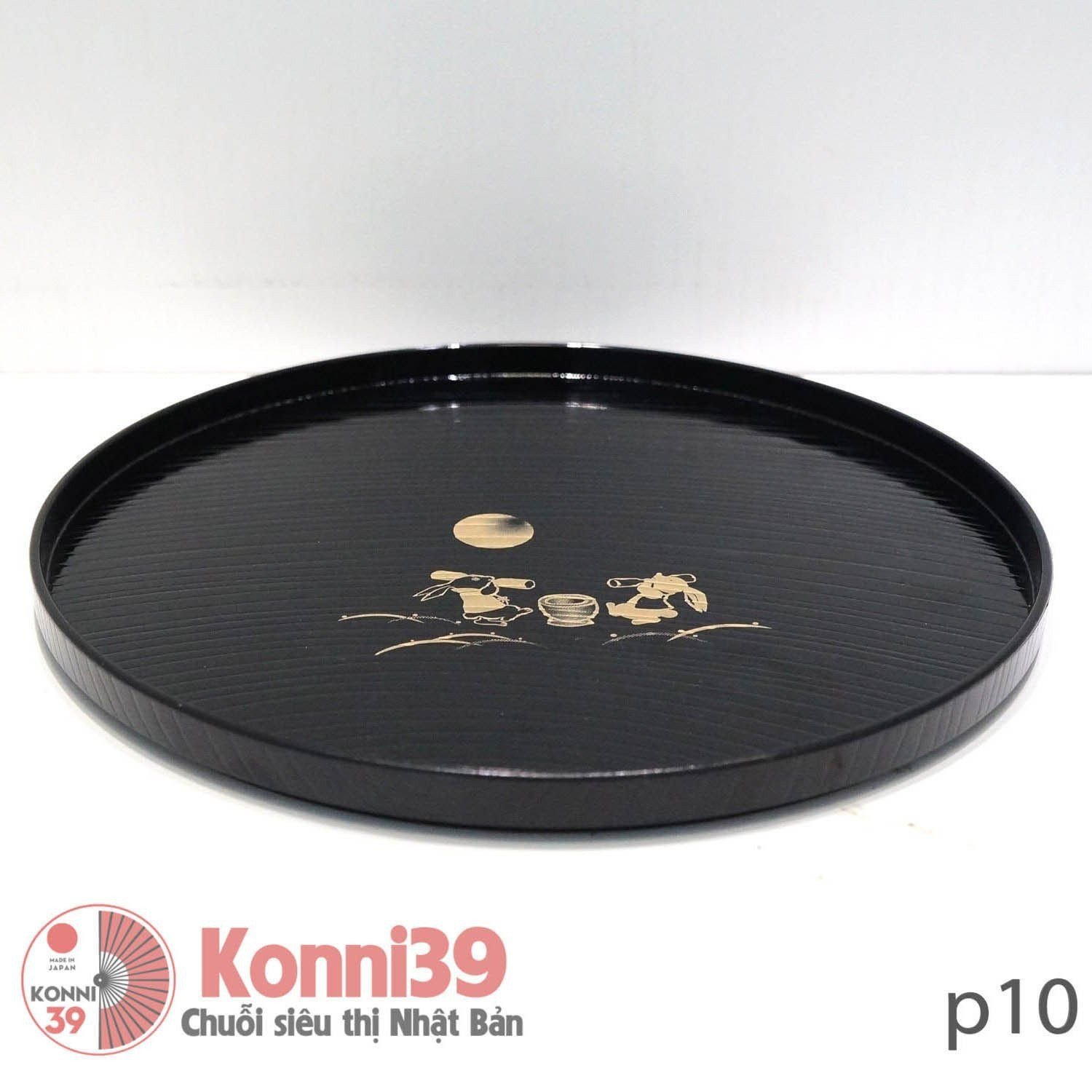 Khay đựng cốc chén hình tròn họa tiết thỏ và trăng Nippan 7.0 21x1.5cm - đen-hàng đồng giá Nhật Bản - MADE IN JAPAN Konni39 tại Việt Nam