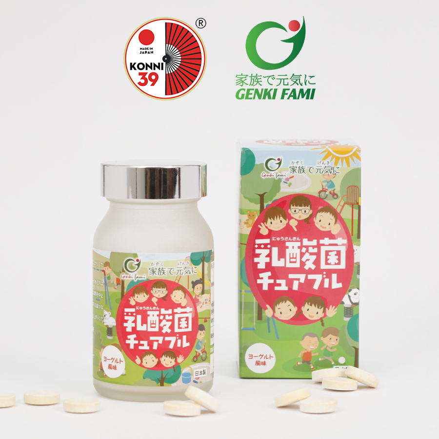 Kẹo ngậm bổ sung men lợi khuẩn GenkiFami Nyusankin Chuaburu cho bé biếng ăn 30 viên
