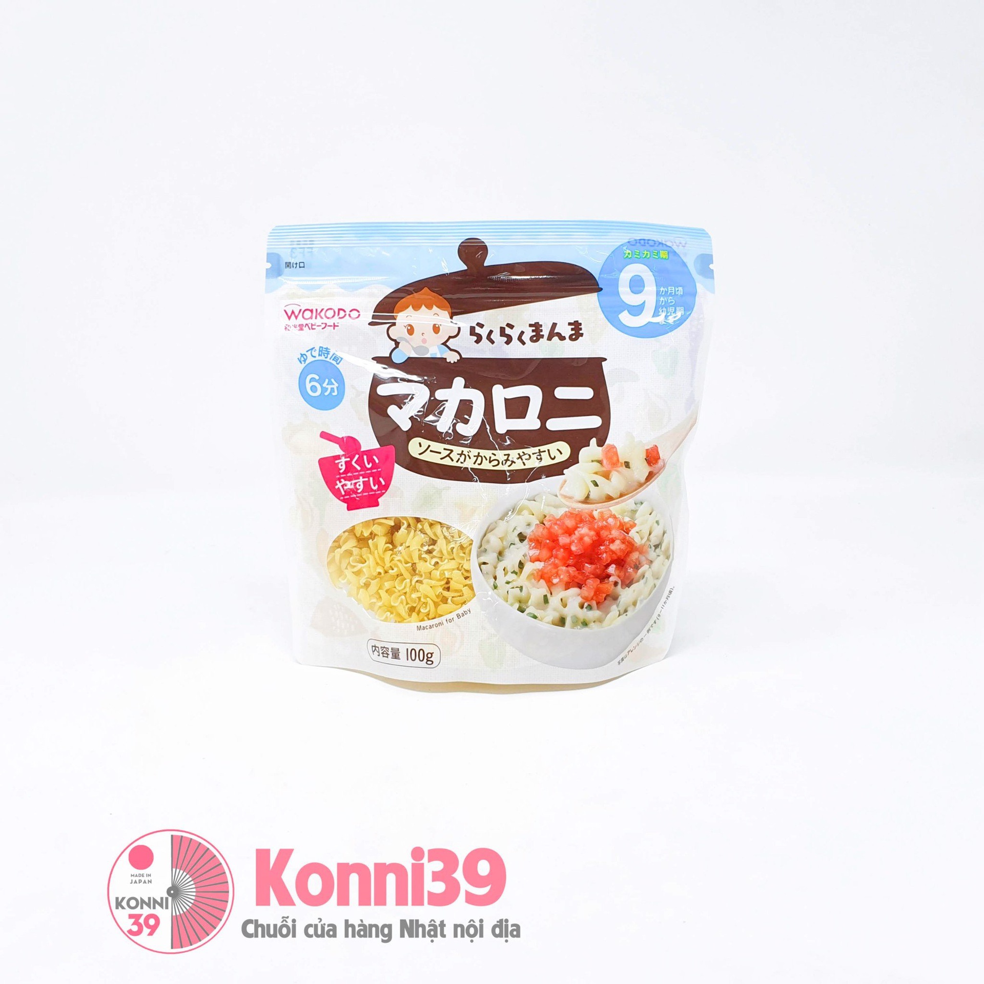 Mì nui xoắn Wakodo Mini cho bé từ 9 tháng 100g