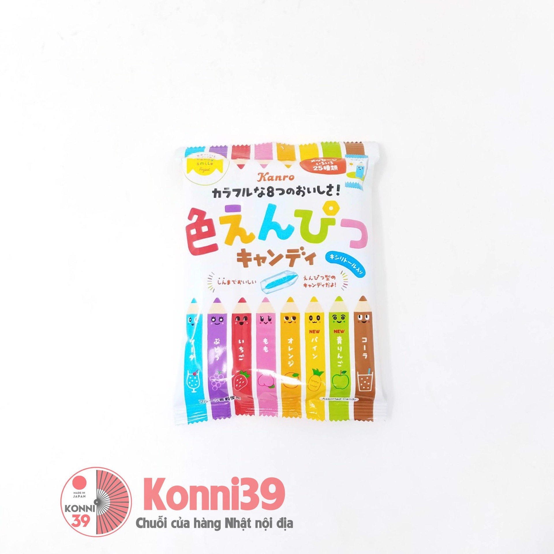 Kẹo hoa quả Kanro sắc màu hình bút chì 80g (mẫu mới 2020)
