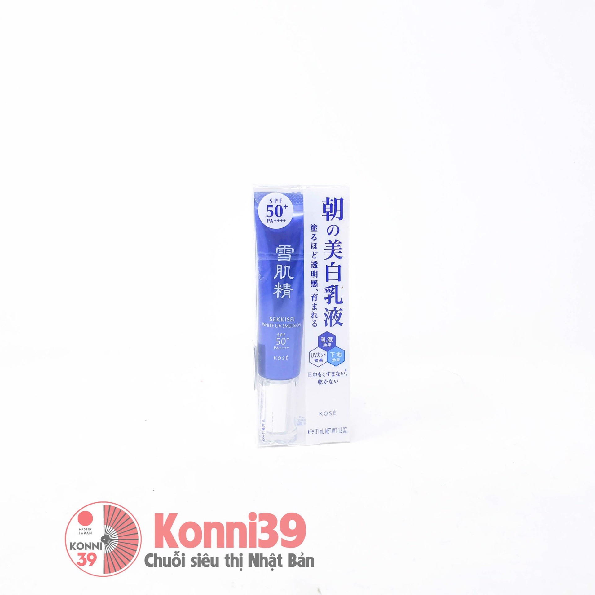 Kem dưỡng ẩm Kose Sekkisei White UV Emulsion trắng da SPF50+PA++++ 35g