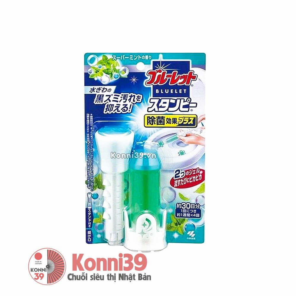 Gel khử mùi, diệt khuẩn bồn cầu Kobayashi Bluelet hình hoa dùng trong 30 ngày - hương bạc hà