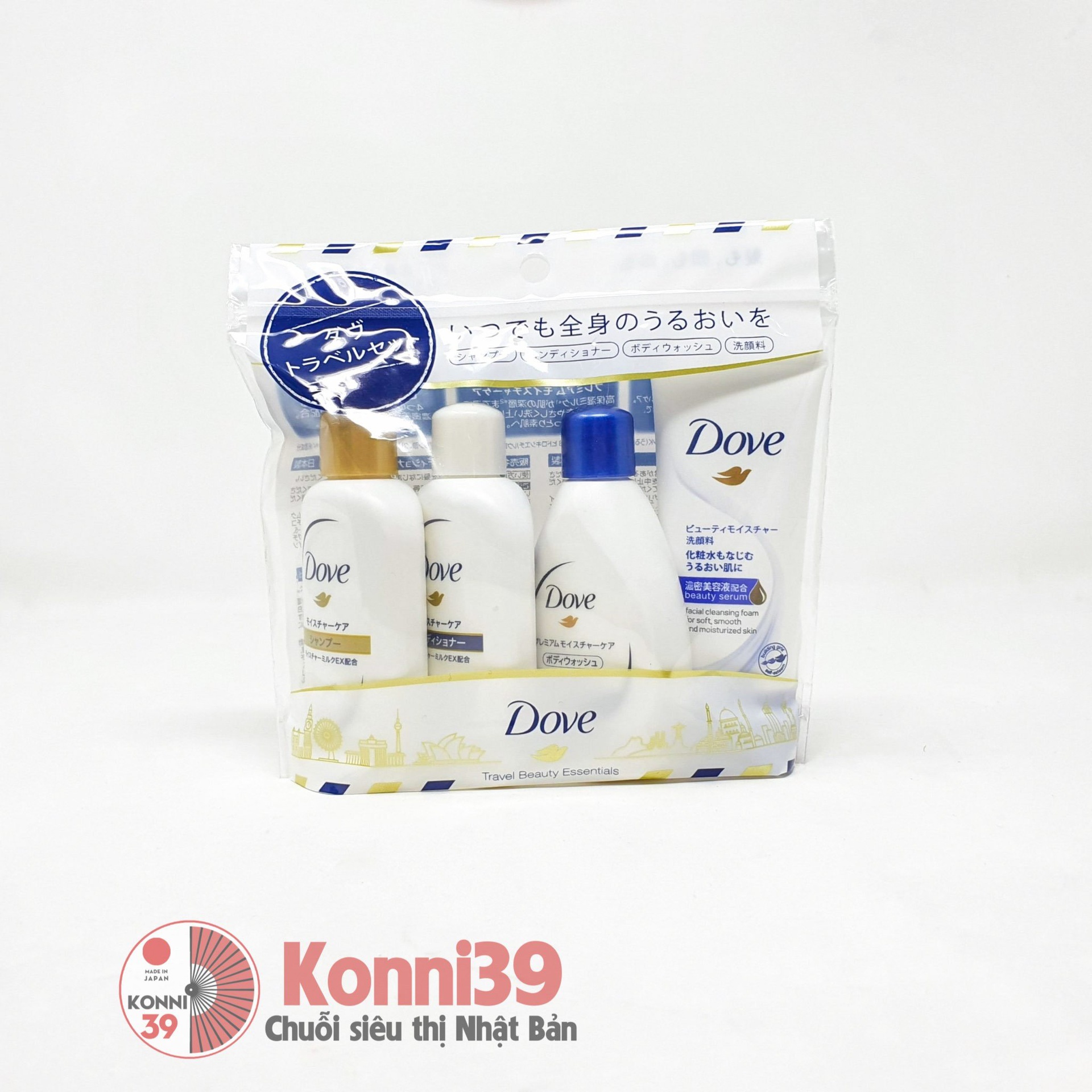 Set 4 dầu gội, xả, sữa tắm, sữa rửa mặt DOVE mini