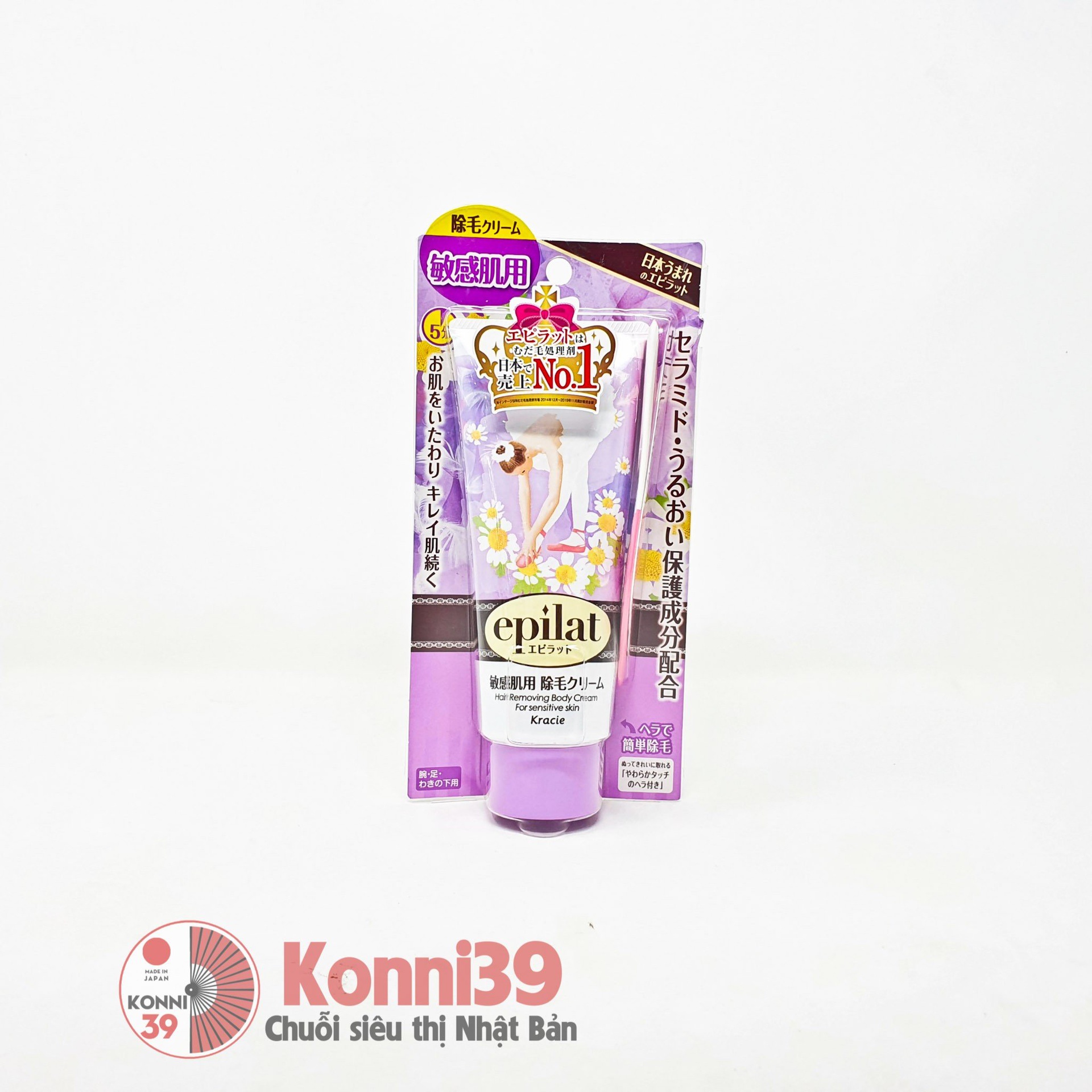 Kem tẩy lông Kracie Epilat Hair Removing Body Cream thảo dược 150g (cho da nhạy cảm)