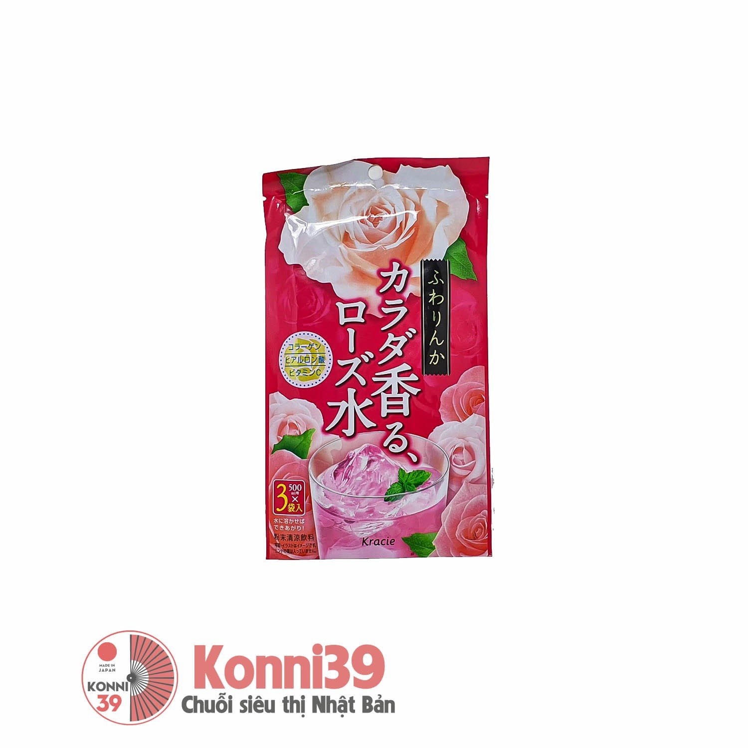 Bột hoa hồng thơm cơ thể Kracie bổ sung vitamin, collagen 10gx 3gói