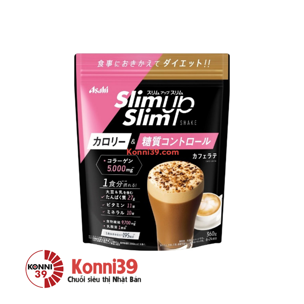 Bột giảm cân Asahi Slim Up bổ sung Collagen 360g - Vị cafe latte