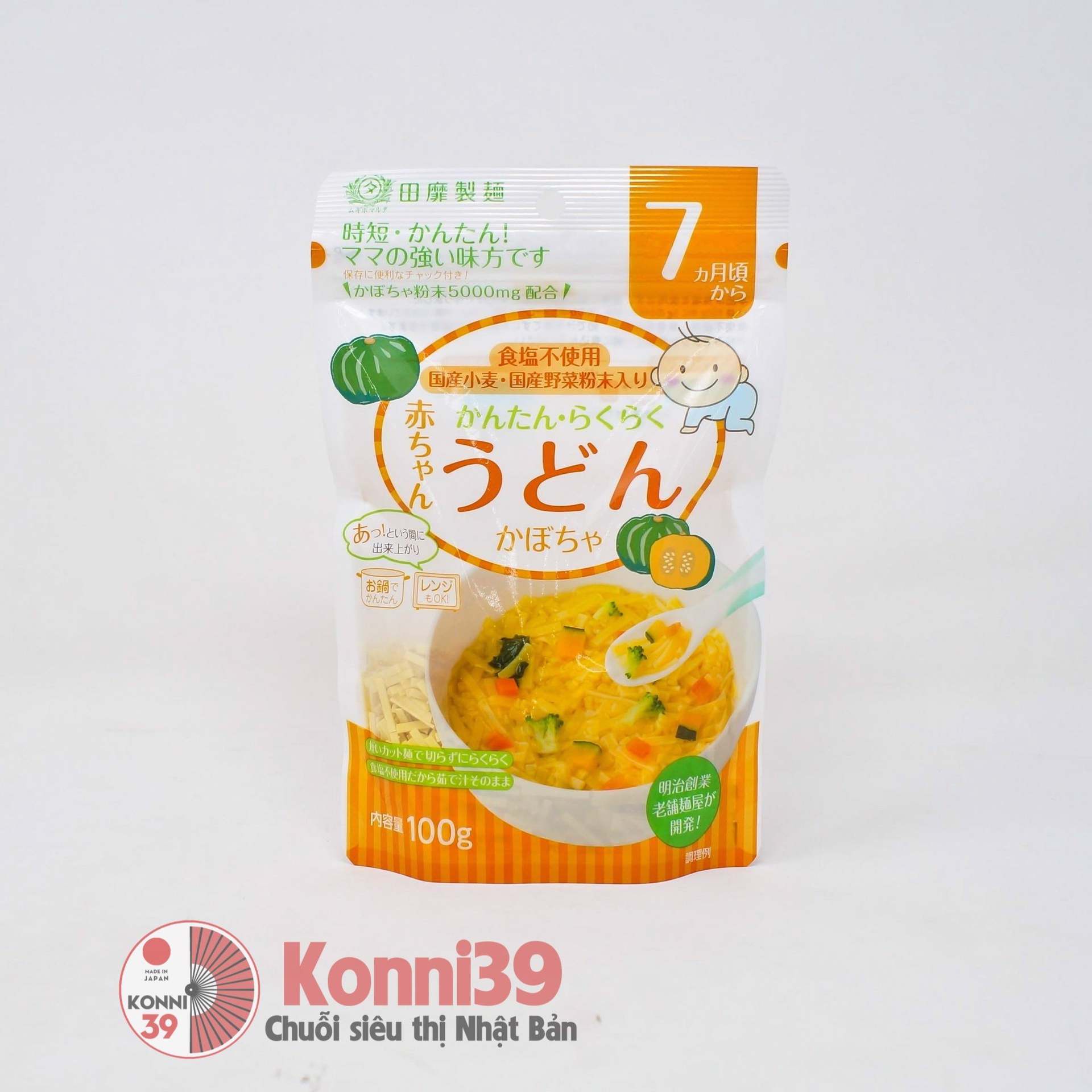 Mì Udon rau củ tách muối Tanabiki cho bé từ 7 tháng tuổi 100g (4 Loại)