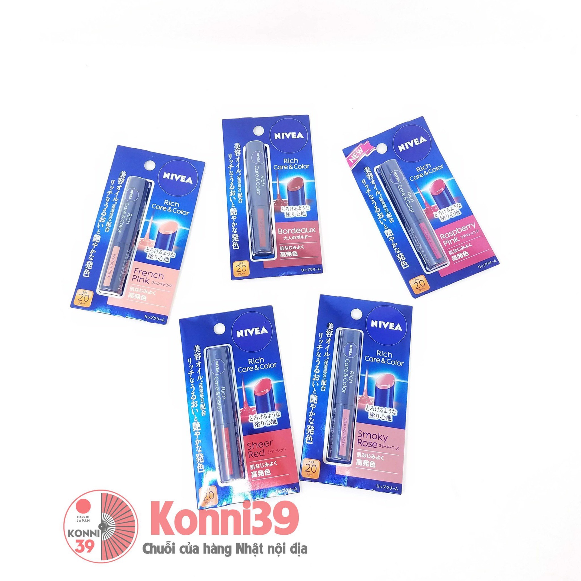 Son dưỡng môi Nivea Rich Care & Color chống nắng SPF20PA++ 2.0g (5 loại)