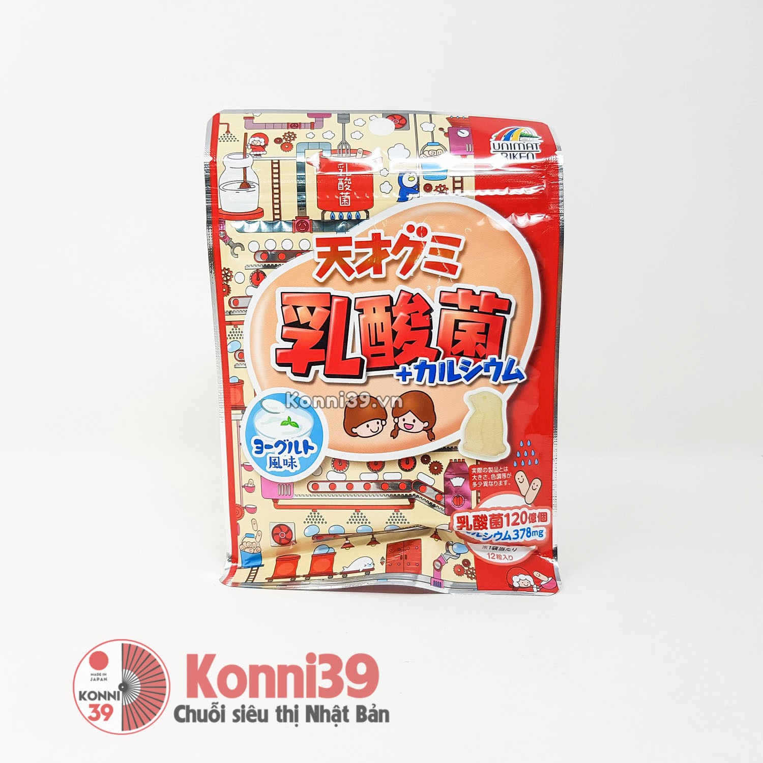 Kẹo dẻo Unimat Riken lợi khuẩn bổ sung canxi cho trẻ 42g - Vị sữa chua