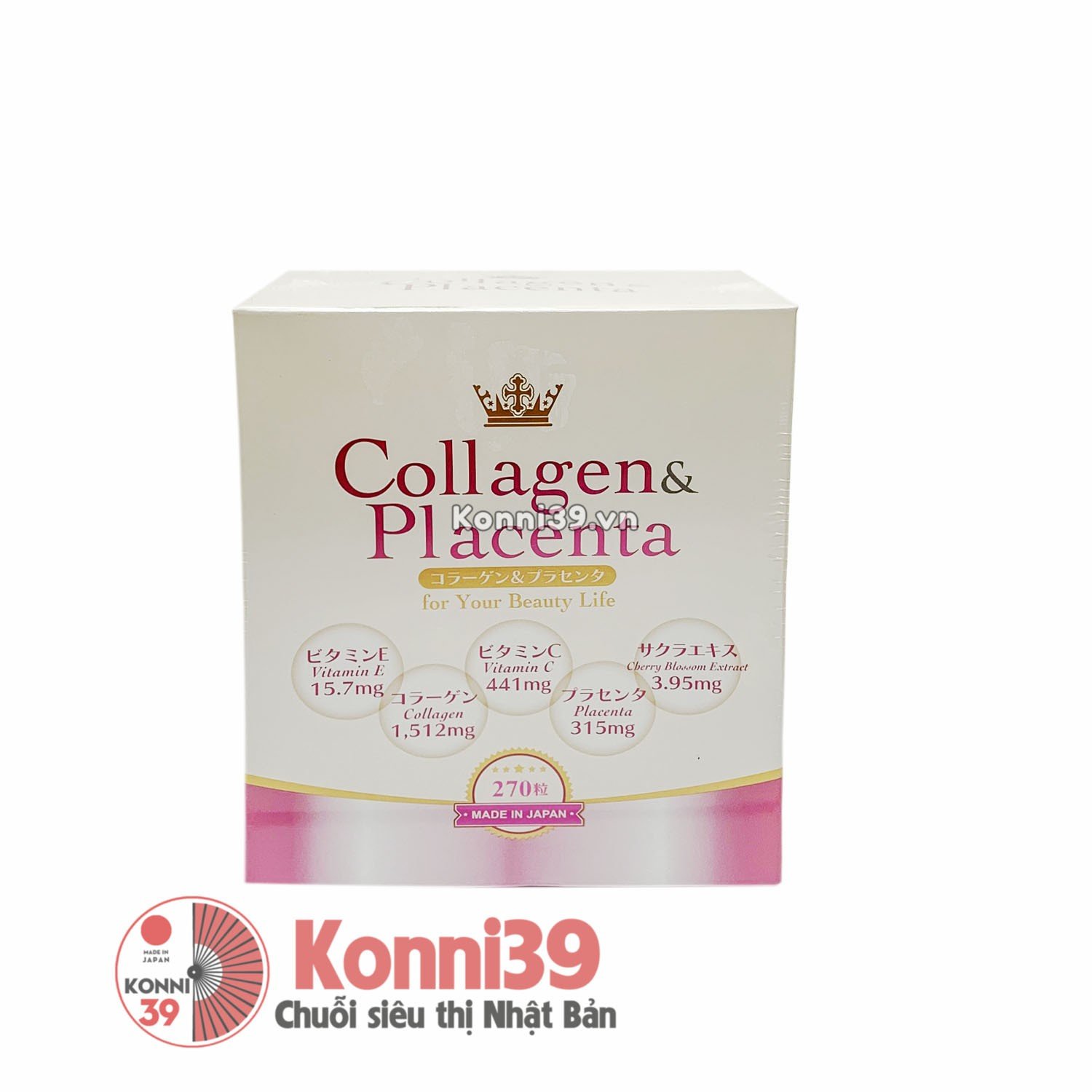 Viên uống Collagen & Placenta trắng da chống lão hóa 5 in 1 hộp 270 viên