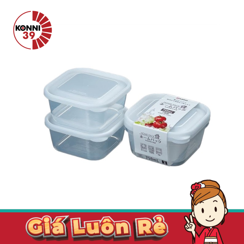 Set 2 Hộp Nhựa 650ml Màu Trắng