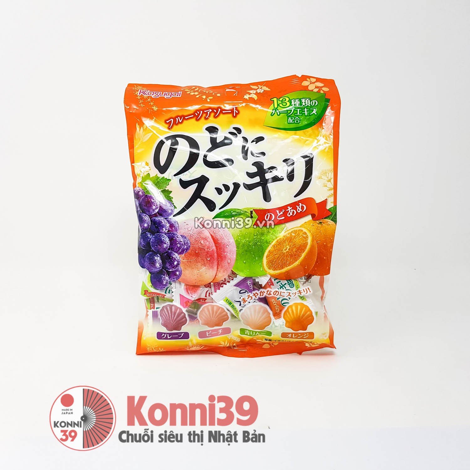 Kẹo ngậm Kasugai thông họng hoa quả mix 118g
