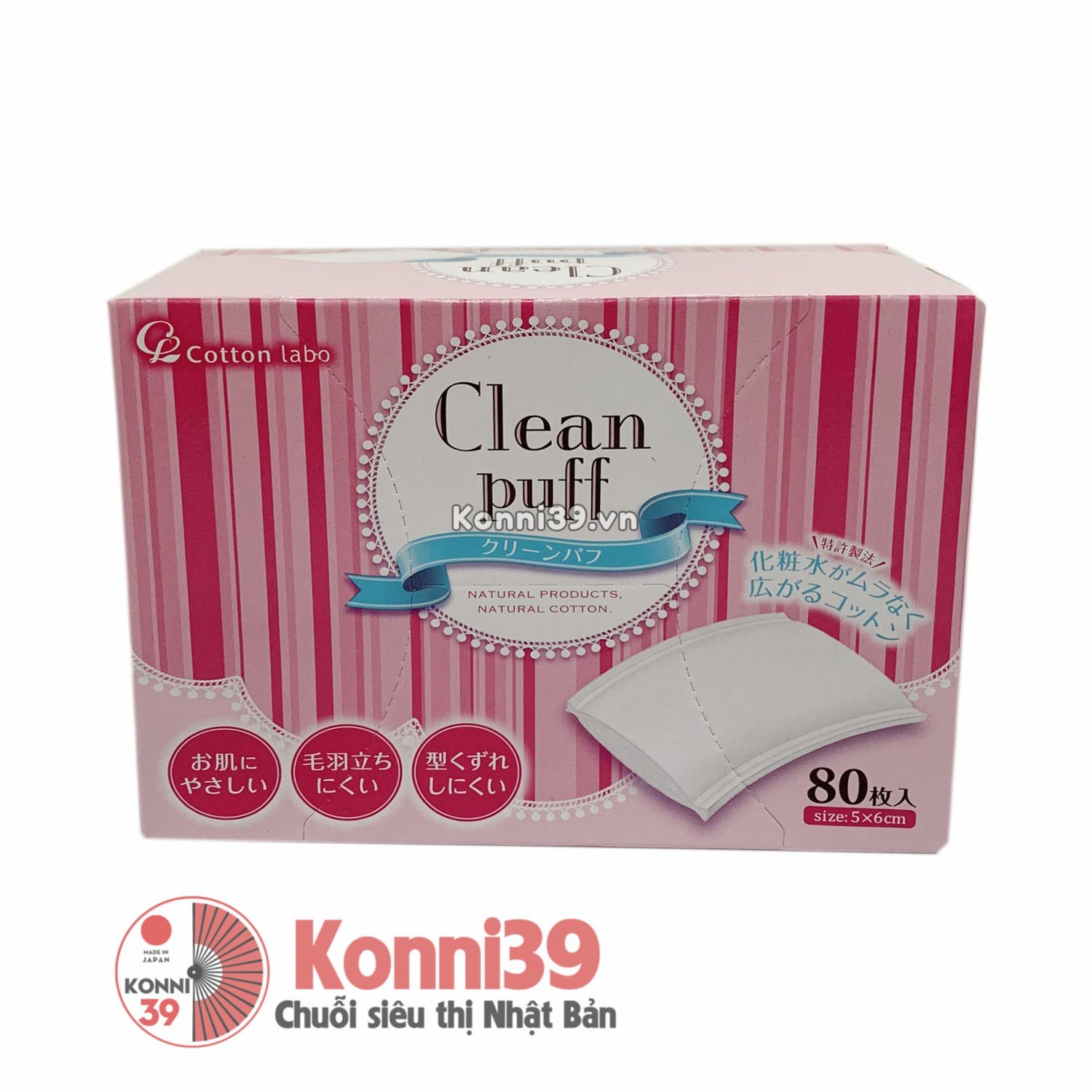 Bông tẩy trang Clean Puff Nhật Bản 80 miếng