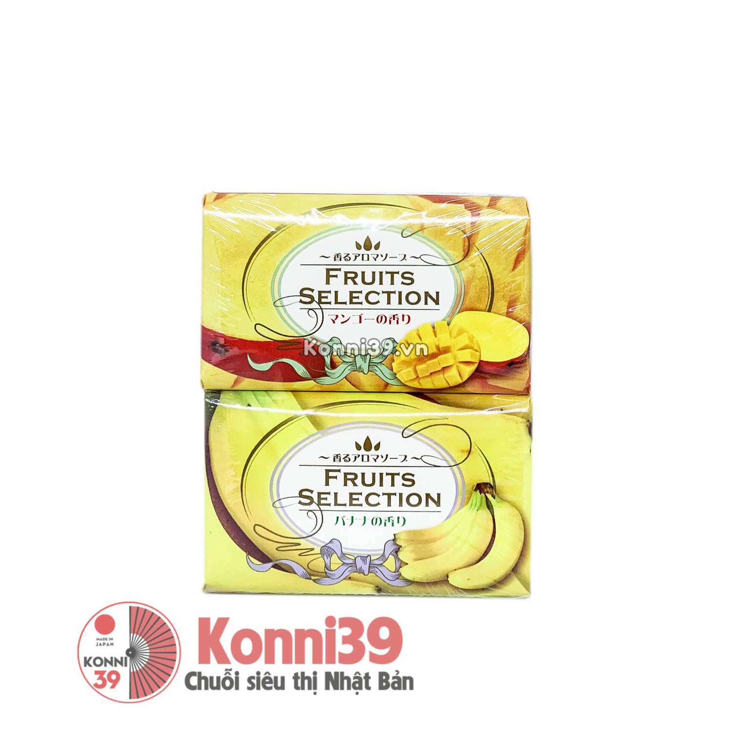 Set 2 bánh xà phòng Fruits Selection hương xoài và chuối 80g