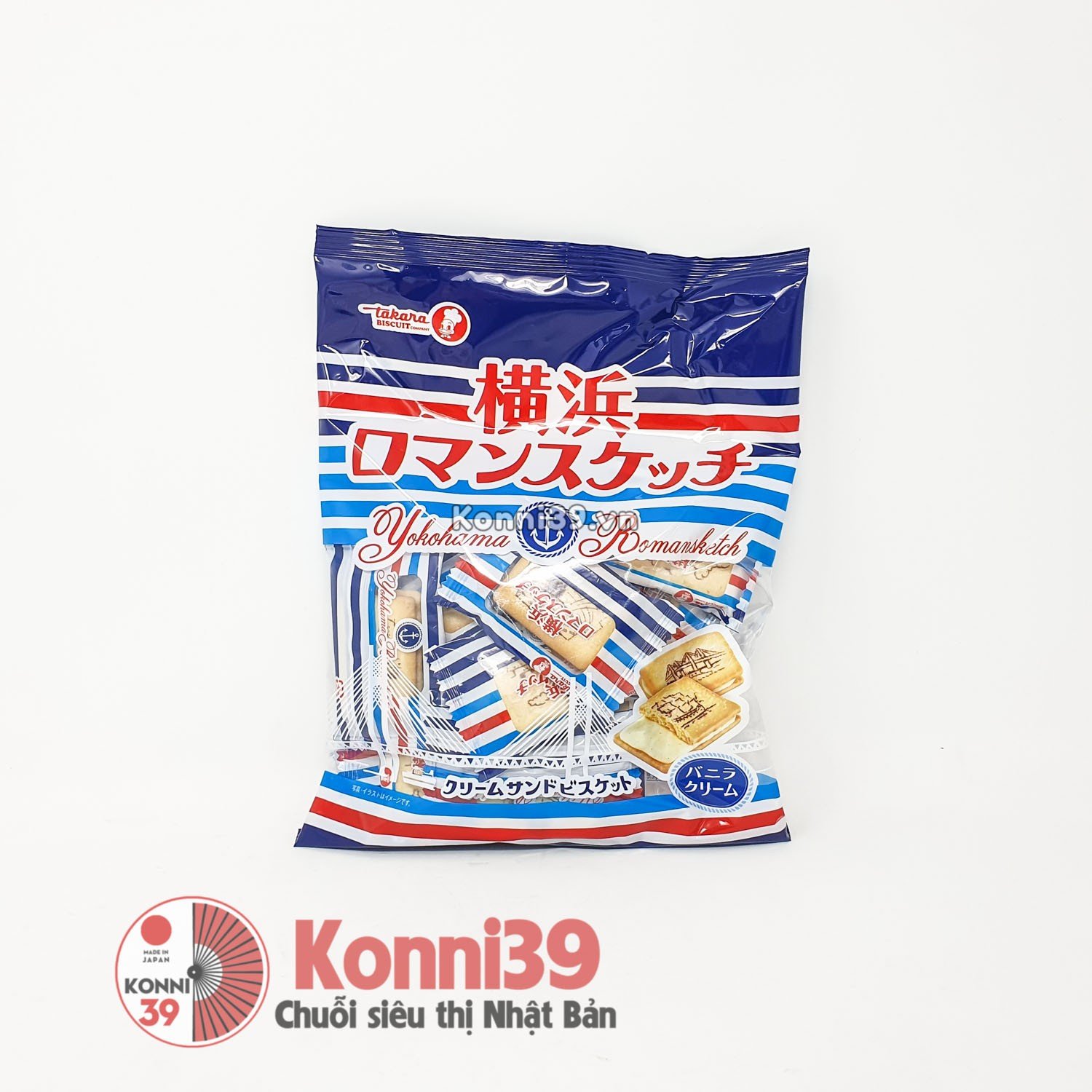 Bánh quy Takara Yokohama Romansketch kẹp kem sữa 129g